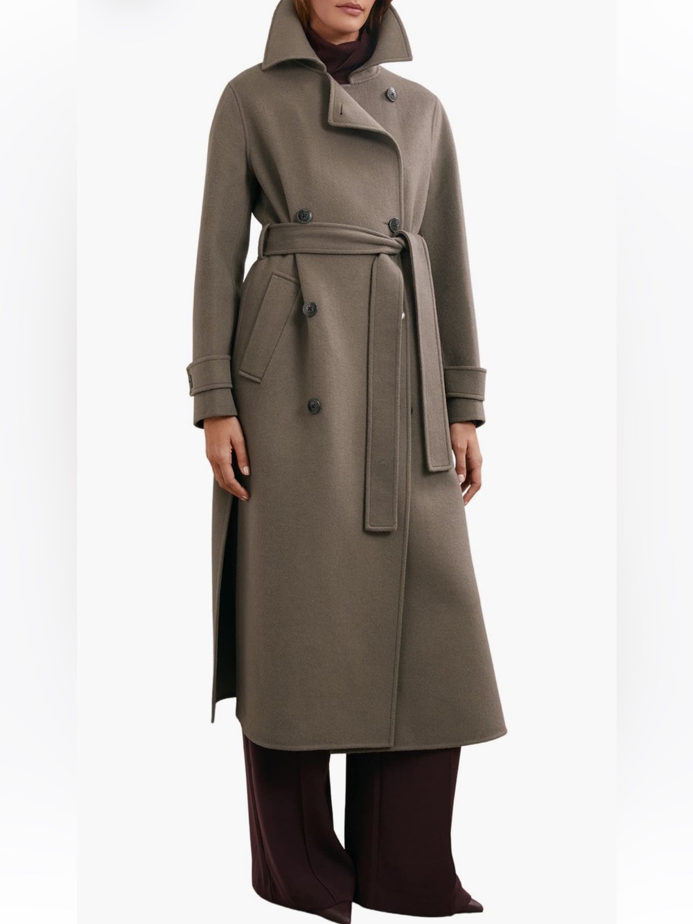 NWT Reiss Luna Double Breasted Wool Coat Mink